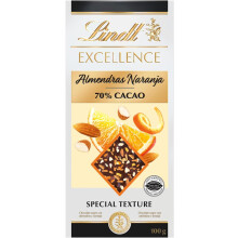 Lindt Chocolate EXCELLENCE PASSION NARANJA ALMENDRA chocolate negro con naranja y almendra, tableta de chocolate puro, chocolate negro al 70%, arom?ti