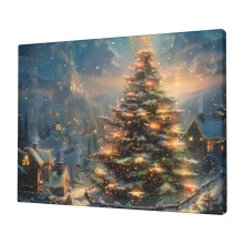 Toile imprimée 30 x 40 cm (12 x 16 po) - Arbre de Noël - Style champêtre