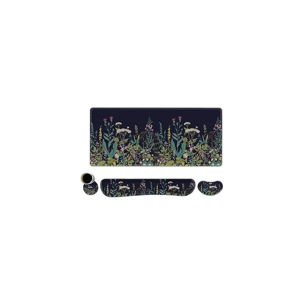 Extended Gaming Mouse Pad With Memory Foam Wrist Rest, Non-Slip Base, Stitched Edges Â Compatible With All Mice 9450273784038