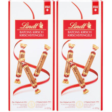 Lindt Batons Kirsch bombones con licor, sabor a cereza, bombones Lindt para ragalar, 125g (Paquete de 2)