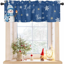 Weihnachtliche Fenstergardinen, Lebkuchenmann-Motiv, Leinenstruktur im Retro-Stil, 137 cm breit x 46 cm lang, 1-teilig, mit Stangendurchzug
