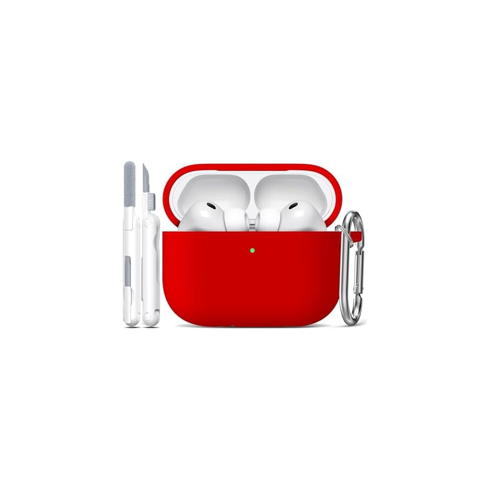 Soft Silicone Case For Airpods Pro 3 (2025), Compatible With Usb-C, Includes Cleaning Kit & Keychain Â Red 9353595366787