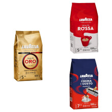 Lavazza, 3 Paquetes Surtidos de Caf? en Grano Natural, Qualit? Oro, Qualit? Rossa, Crema e Gusto Classico, Ar?bica y Robusta, Ideales para M?quina de