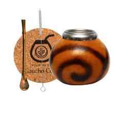 Gaucho Cebar Set de calabaza natural para t? Yerba Mate | Taza de calabaza y pajita de acero inoxidable Bombilla Straw | Accesorios - almohadilla de c