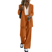Seturi de costume de toamnă pentru femei, din două piese, cu sacou elegant, jachetă și pantaloni cu buzunare largi, business casual, pentru birou