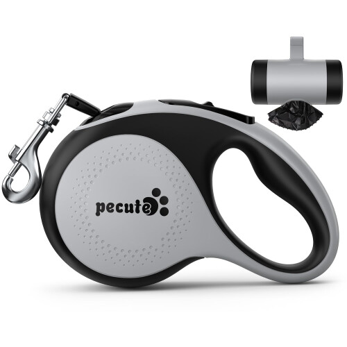 Pecute Pecute Retractable Dog Leash with Poo Bag Holder, 8m/26.2ft