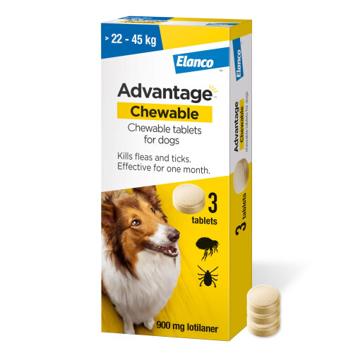 Advantage Advantage Chewable >22-45kg Chewable Tablets for Dogs 900mg (3 pack),