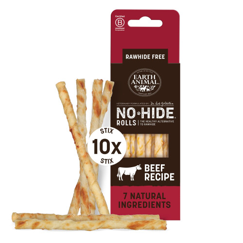 Earth Animal No-Hide Beef Stix (10 Chews Per Pack) – Long-Lasting