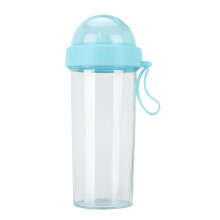 Draagbare waterfles met dubbele rietjes (420/600 ml) en aparte drinkopeningen, ideaal als cadeau voor stellen.