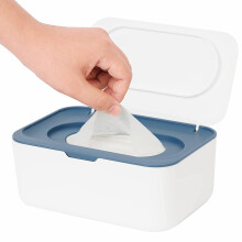 Nachfüllbarer Feuchttuchspender, blau, einhändig bedienbar, frisch hält