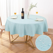Textured 50" Round Tablecloth, Waterproof & Wipeable, Wrinkle-Free for Tables up to 35" Dia – Compatible with Birthday, Farmhouse, Outdoor Party