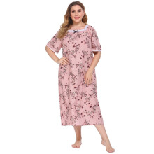 Dame Nattkjoler i store størrelser Nattøy Kortermet Nattkjole Maxi Nattkjoler, Rosa, 2XL