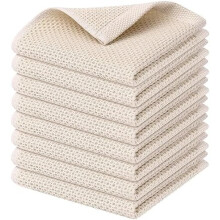 Cotton Waffle Dish Cloths Beige 8 Pack 12x12 Inch