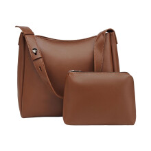 Lot de 2 sacs à main bandoulière tendance en cuir marron pour femme, bandoulière ajustable, compartiments zippés, parfaits pour le travail et le