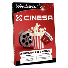 WONDERBOX - Caja Regalo - Cine + men? para 2 Personas - 2 entradas de Cine + 2 men?s Compuesto por Palomitas y Bebidas para 2 Personas - V?lido Durant