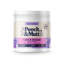 Pooch & Mutt - Calming Treats, Supplement for Anxious or Excitable Dogs, Chewies with Calming Ingredients 60 Chewies (80g) (packaging may va