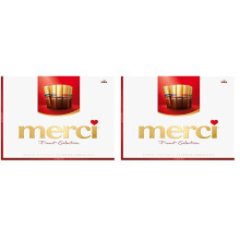 merci, Finest Selection Gran Variedad, Bombones surtidos de 8 especialidades de chocolate relleno y sin relleno, 1 x 675 g (Paquete de 2)