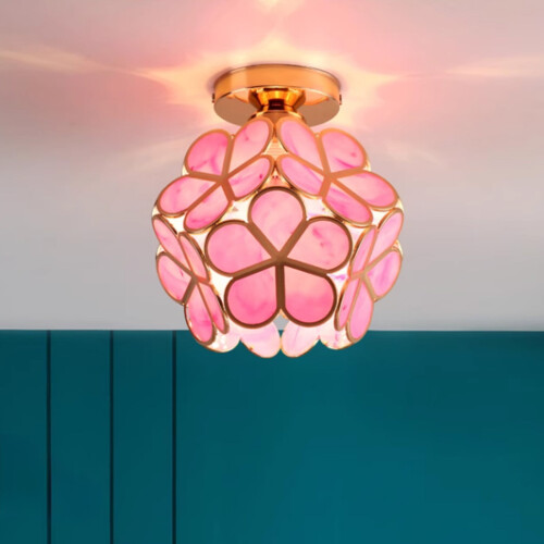 Plafonnier Gallickan – Motif floral rose,