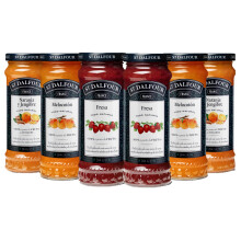 St Dalfour CAJA MIXTA | 2 frascos FRESA, 2 frascos MELOCOT?N, 2 frascos NARANJA & JENGIBRE | Mermelada natural | Caja 6 frascos x 284gr | 100% fruta s