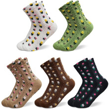 Calzini a gamba alta con stampa floreale – 5 paia di calzini in morbido cotone con grafica floreale per donne e ragazze adolescenti – perfetti