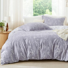 Juego de edredón extragrande tamaño Queen - Juego de cama lavanda, 3 piezas de ropa de cama con lindo estampado floral, 1 edredón reversible suave