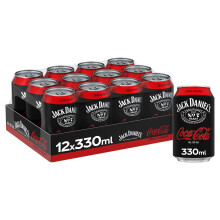 Jack Daniel?s & Coca-Cola Zero Az?car, Combinado con Whiskey, Pack 12 latas de 330 ml