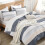 Gestreept microvezel dekbedovertrekset, queensize, 3-delig 1