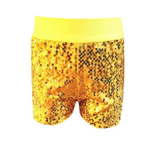 Pige Drenge Performance Shorts Slim Fit Stretch Elastisk Talje Paillet Shorts Klassiske Ferieshorts, Gul, 2-6 År