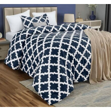 Set copripiumino singolo blu navy, 2 pezzi, leggero, adatto a tutte le stagioni, con imbottitura sintetica (copripiumino 64x88" + federa 20x26")