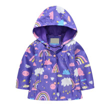 Veste imperméable légère pour enfants de 4 à 5 ans, coupe-vent, à capuche et imprimés, manches longues, style décontracté – Convient aux
