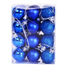 Christmas Balls, Day Ornaments，24 Pcs Shatterproof Ball Hanging for Xmas Tree Party Decoration Frosted Ball, Matte, Shiny (Blue, 1.18inch(30mm))
