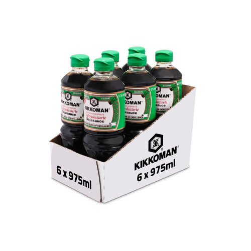Kikkoman Salsa de SOJA con Menos Sal, Pack 6 x 975 ml