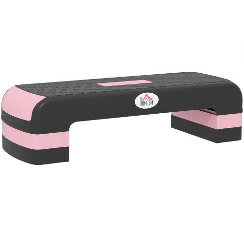 Homcom HOMCOM Aerobic Step Three-Level Adjustable Exercise Stepper, Black and Pink 1
