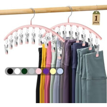 Perchas metálicas para pantalones de yoga (1 paquete, 10 pinzas) – Organizador de armario que ahorra espacio para leggings, recubierto de goma,