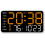 LED Wall Clock with Date Week Temp Humidity Orange Large 1