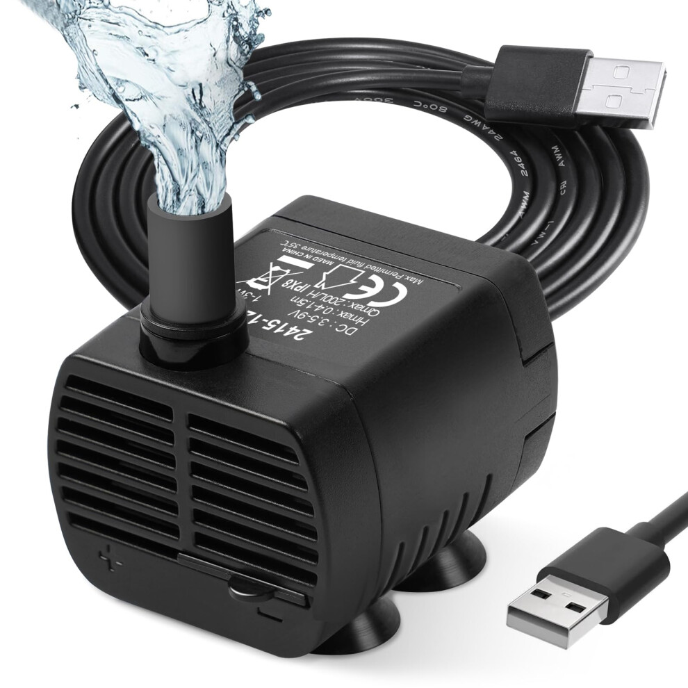 Flintronic Submersible Water Pump, 200L/H Usb Water Pump For Aquarium, Fish Tank, Statuary And Hydroponics Dc 3.5-9V 1-3W(0.4-1.5M) #1 Black