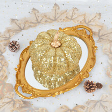 Glitterende pailletten schuimrubberen pompoen decoratie goudkleurig 6,7 x 4,7 inch
