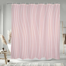 72x84 Zoll großer, abstrakt gestreifter Duschvorhang in Rosa und Weiß – Strukturierter, minimalistischer Badezimmervorhang für Kinder,