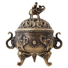 Røkelsesbrenner i trekull: Mini røkelsesholder med lokk - Elegant designet røkelsesbrenner med uthuling - Brennerskål i vintage-stil for
