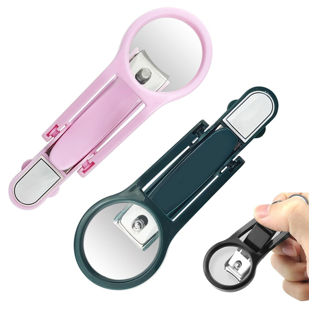 Stainless Steel Nail Clipper with Magnifying Glass & Filer, Safe Fingernail/Toenail Trimmer for Elderly & Kids, Compatible with All Nail Types