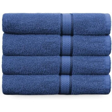 Ultrazachte badhanddoeken van 100% katoen, 4 stuks, 580 g/m², pluche, absorberend, sneldrogend, machinewasbaar – blauw