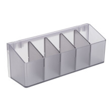 Organisateur de maquillage compact rectangulaire en acrylique transparent à 5 compartiments pour pinceaux, palettes de fards à paupières et