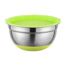 Mixing Bowl with Lid Set Large Capacity Non-Slip Bottom Polished Surface Easy to Clean Salad Bowl Kitchen Food Storage Organizer