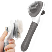 Dog/Cat Brush Grooming Comb,Self Cleaning Slicker Brushes with Smooth handle,Pet Grooming Tool with Cleaning Button for Cat Dog Shedding Tools Massag