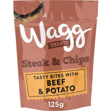Wagg Steak & Chips Tasty Bites Beef & Potato Dog Treats 125g (Pack of
