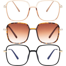 Confezione da 3 paia di occhiali da lettura oversize per uomo e donna, montatura grande super leggera con filtro luce blu.