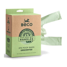 Beco Dog Poo Bags - Strong & Large Poop Bags - 270 Bags, Tie Handles,