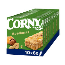 Corny - Barritas de Cereales con Avellanas. 10 estuches con 6 barritas 10x(6x25g). Total 60 Barritas