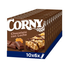 Corny - Barritas de Cereales con Chocolate con Leche. 10 estuches con 6 barritas 10x(6x25g)