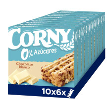 Corny - Barritas de Cereales 0% de Chocolate Blanco, Sin Az?cares A?adidos, Bajo en Calorias y Grasas Saturadas, Fuente de Energ?a, Fibra y Proteinas,